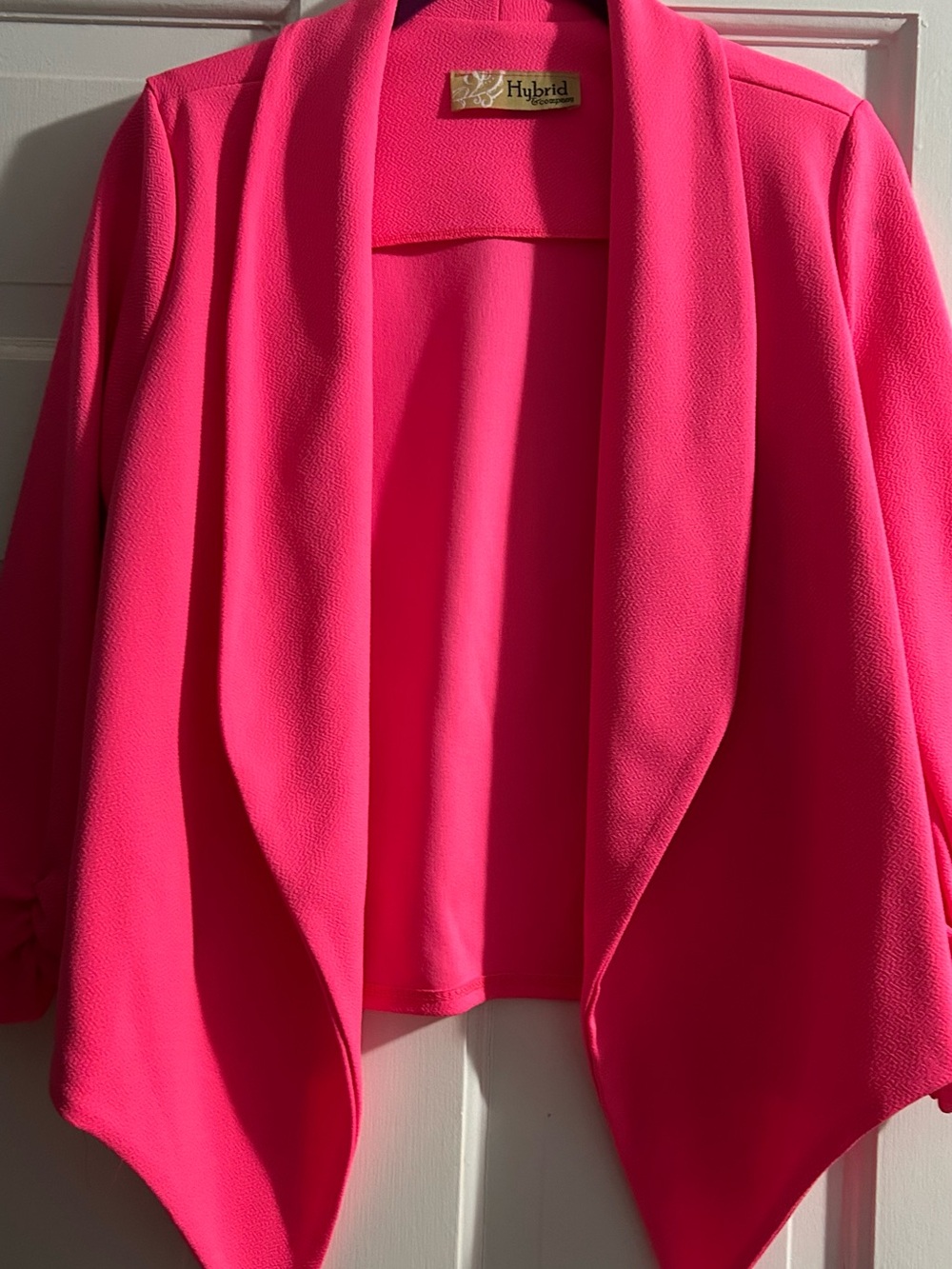 Hot Neon Pink Draped Open Blazer